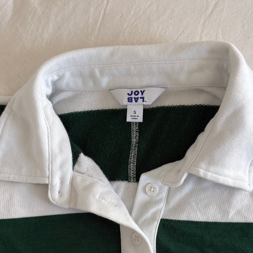 JoyLab Green and White Striped Crop Top - Picture 3 of 5